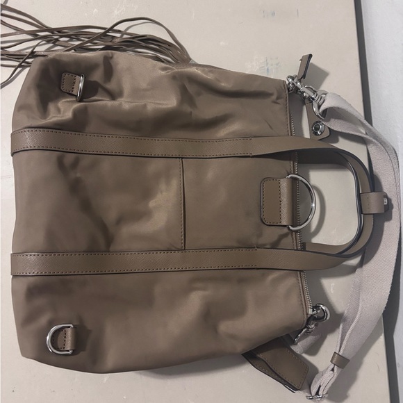 Henri Bendel mini Jetsetter convertible backpack tan beige nylon with tassell main image 4